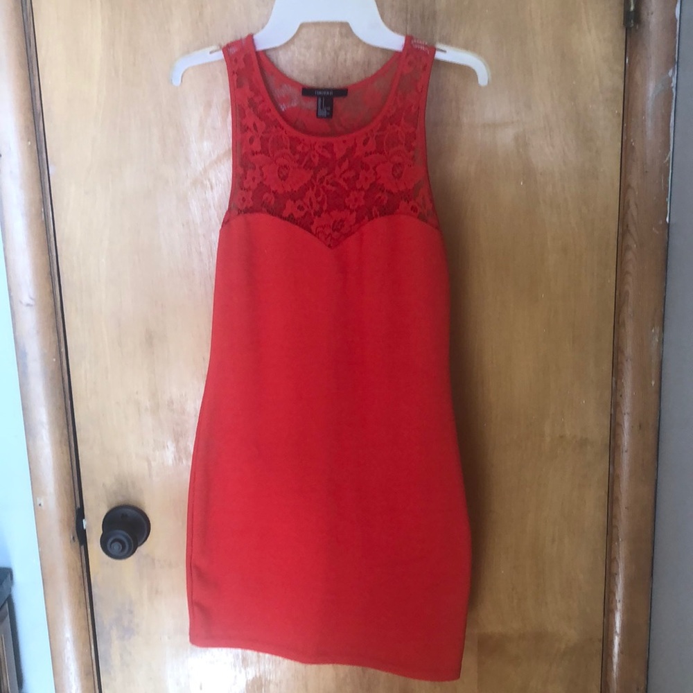 Red Forever 21 Sweetheart Dress Size L